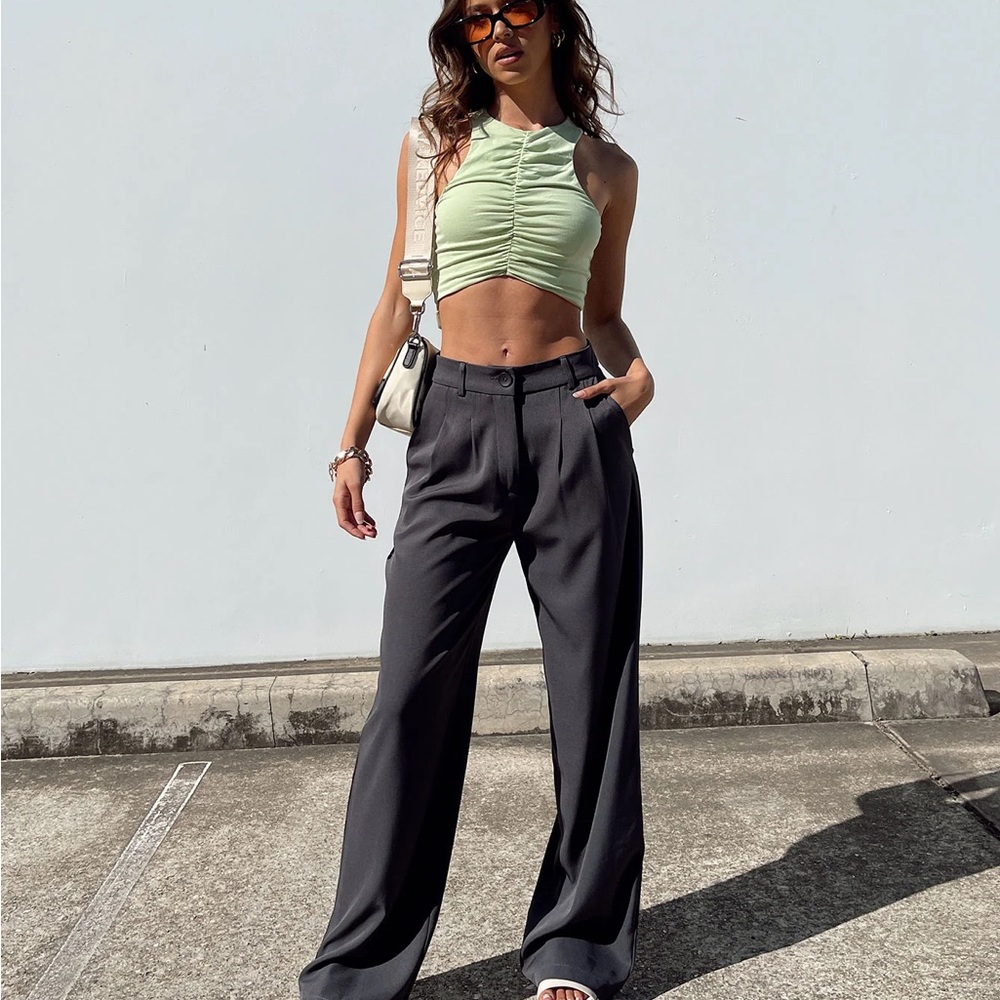 Princess Polly Slate Archer Wide-Leg Pants